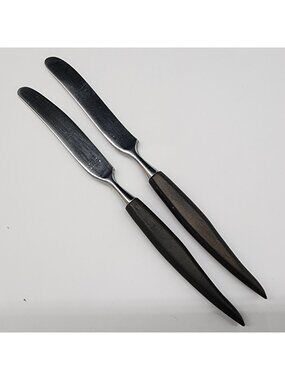 Vintage Robinson Stainless Steel Butter Knives With Wood Handles MCM